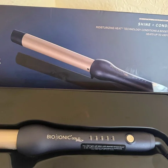 Bio Ionic Gold Pro 1" Curling Wand - Rose Gold Barrel Curling Iron Hair Health - Picture 5 of 15